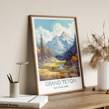 Grand Teton Poster, Travel Print of Grand Teton, North America, Grand Teton Art Lovers Gift, USA National Park, Travel Gift NQ Media Designs