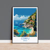 Corfu Travel Print, Travel Poster of Corfu, Greece Gift, Greek Islands Art Lovers Gift, Corfu Gift Art, Wall Art Print NQ Media Designs