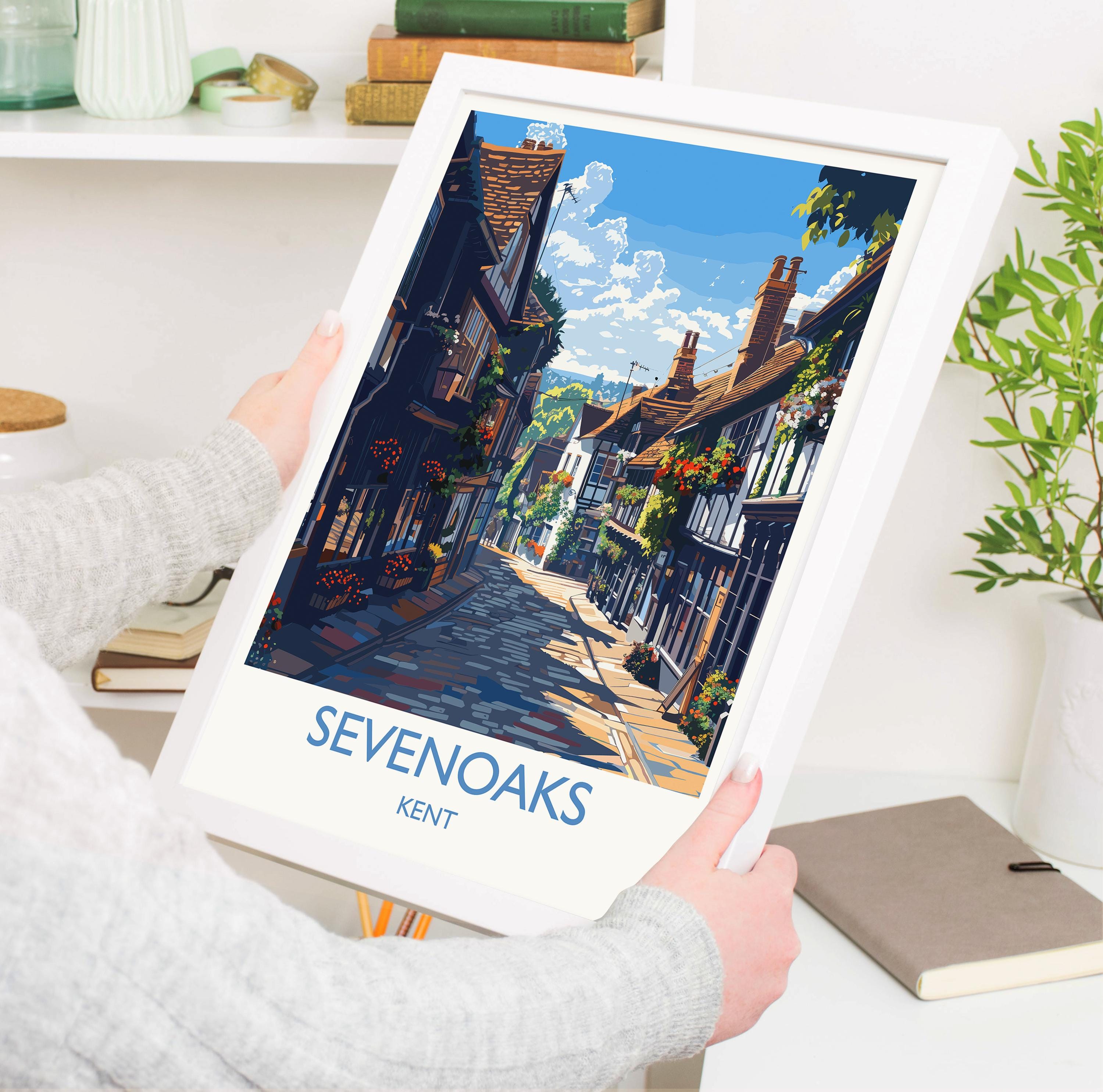 Sevenoaks Travel Poster, Travel Print of Sevenoaks, Kent Countryside Art Gift, England, Sevenoaks Art Lovers Gift, Wall Art Print NQ Media Designs