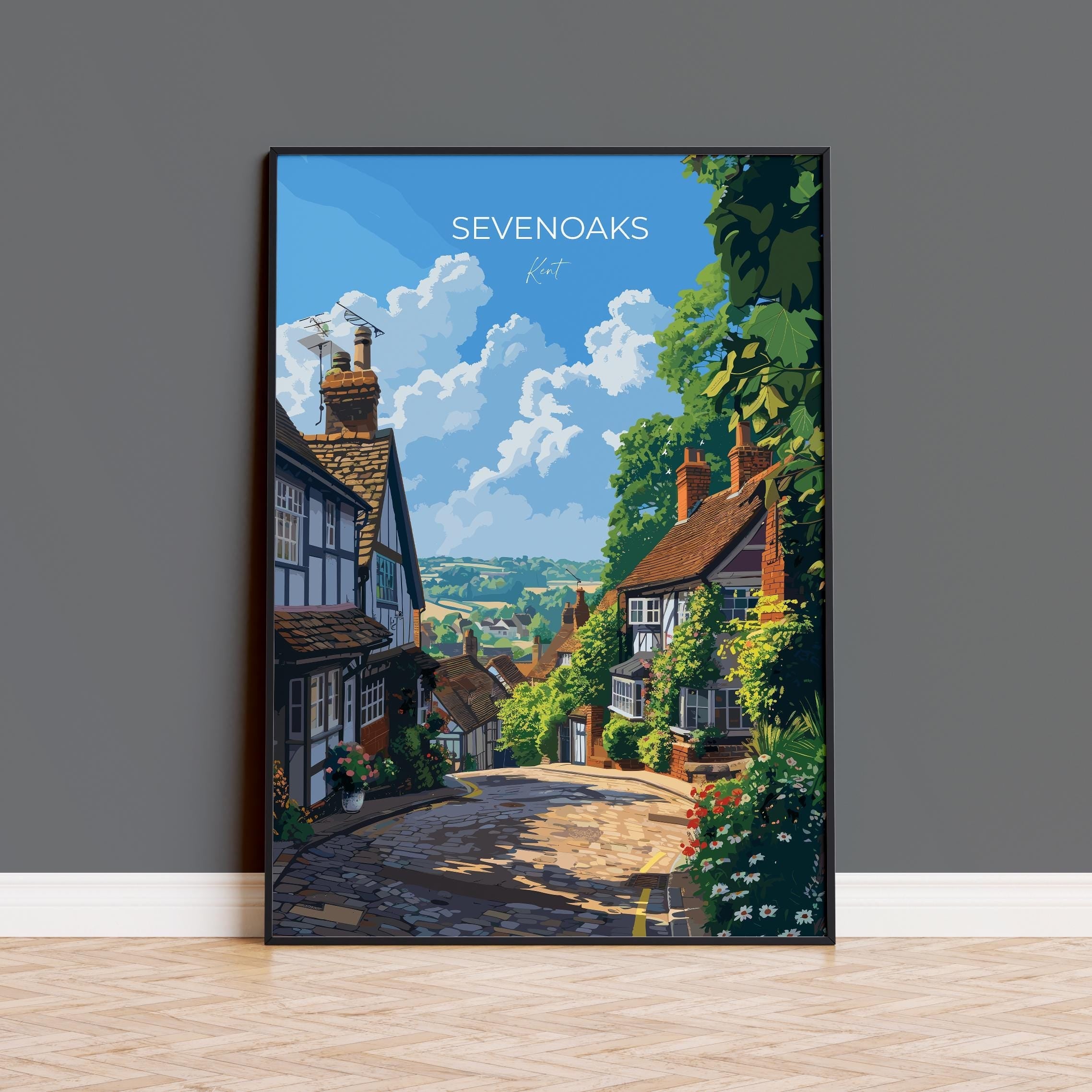 Sevenoaks Travel Print, Travel Poster of Sevenoaks, Kent Countryside Art Gift, England, Sevenoaks Art Lovers Gift, Wall Art Print NQ Media Designs