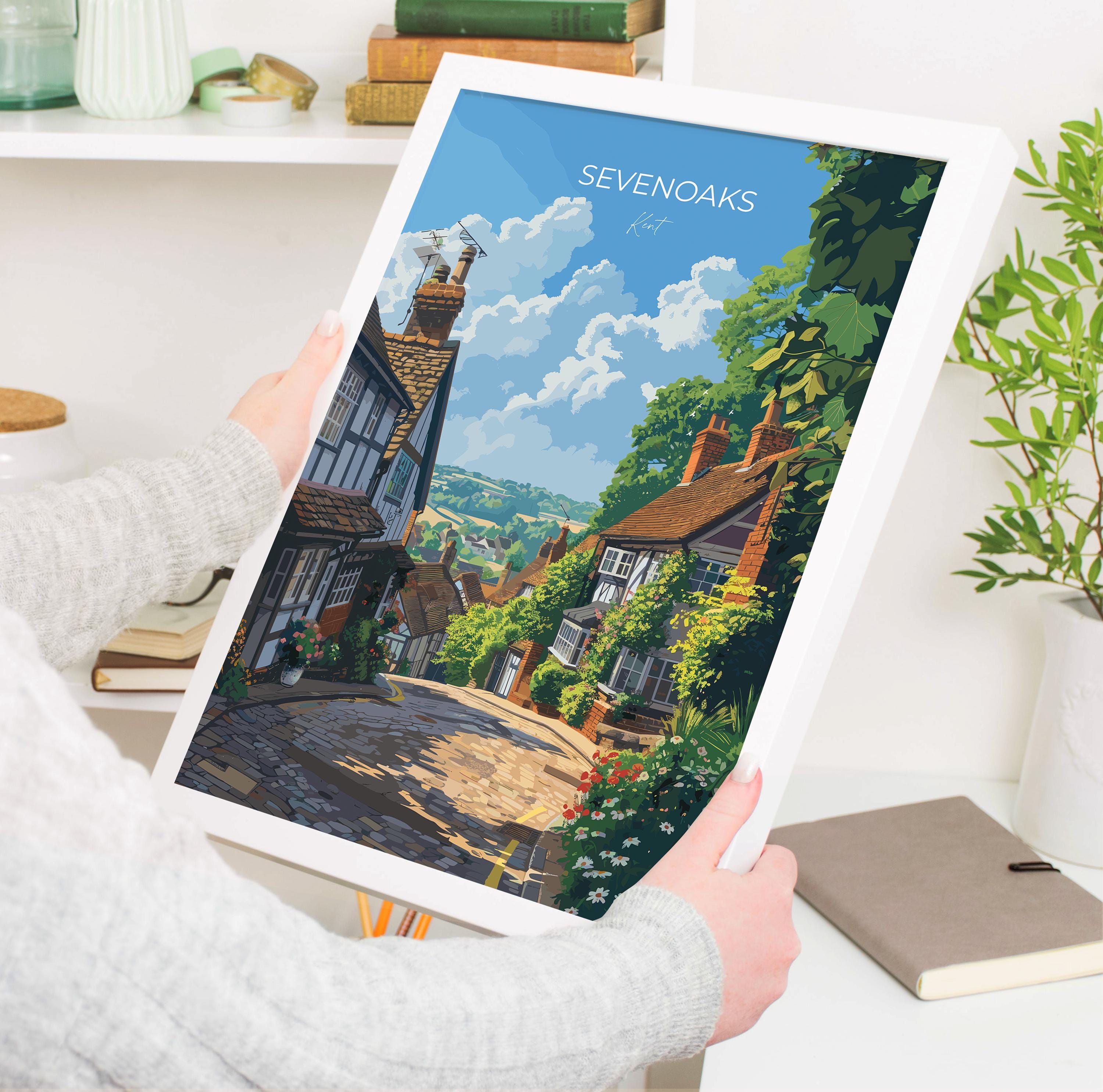 Sevenoaks Travel Print, Travel Poster of Sevenoaks, Kent Countryside Art Gift, England, Sevenoaks Art Lovers Gift, Wall Art Print NQ Media Designs