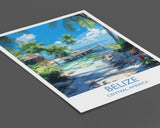 Belize Travel Print, Travel Poster of Belize, Central America Poster, Belize Wall Art Lovers Gift NQ Media Designs