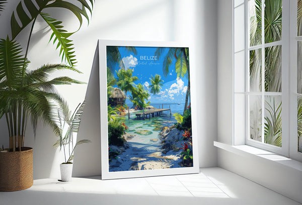 Belize Travel Poster, Travel Print of Belize, Central America Poster, Belize Wall Art Lovers Gift