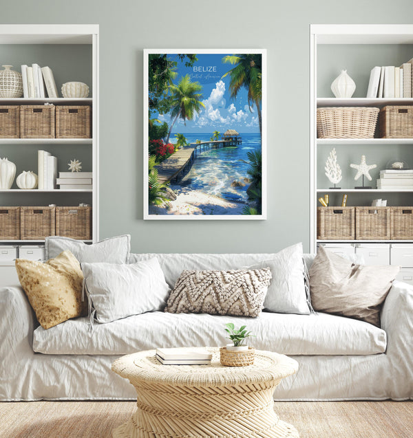 Belize Travel Poster, Travel Print of Belize, Central America Poster, Belize Wall Art Lovers Gift