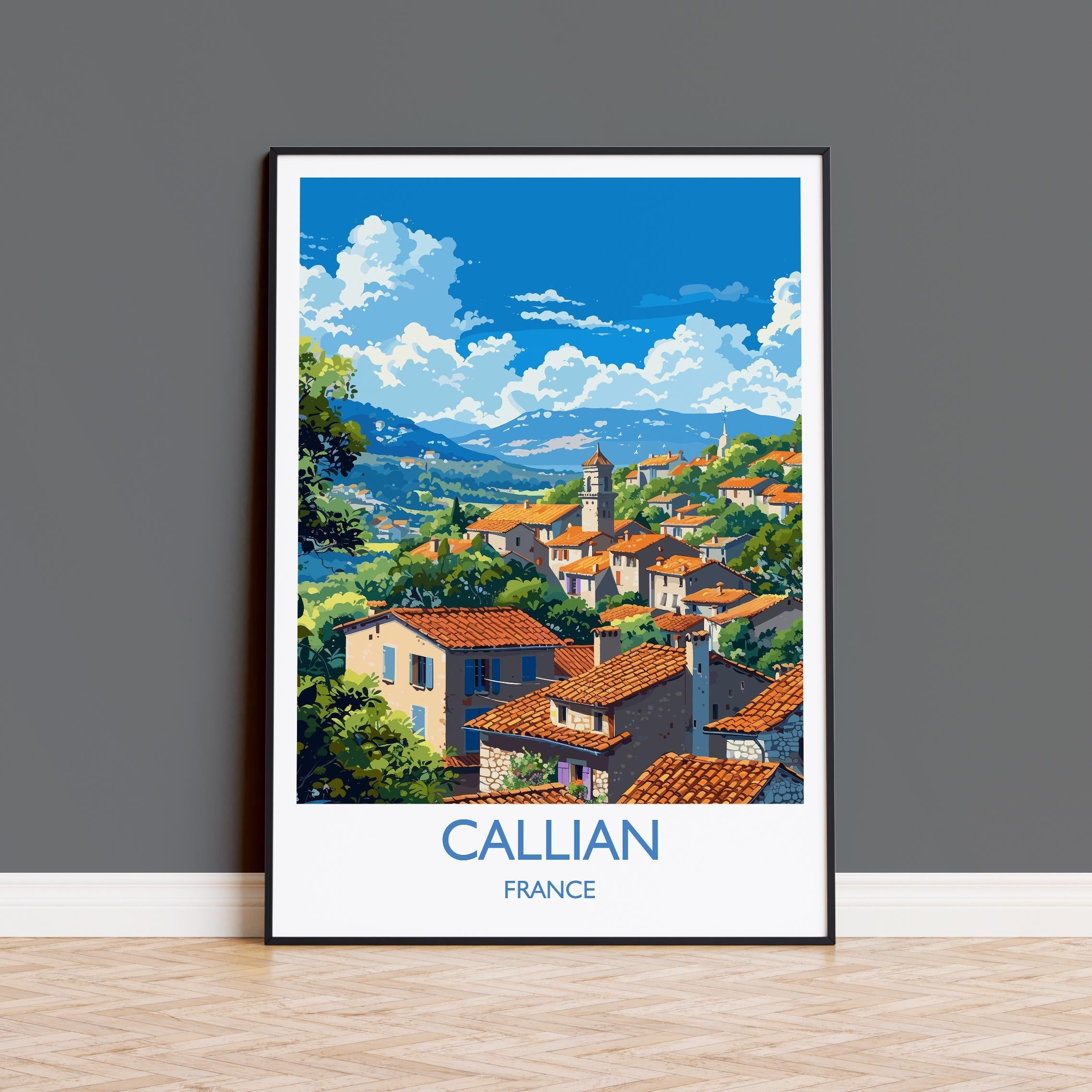 Callian Travel Poster Wall Art, Travel Print of Callian, Cote D'Azur Art Lovers Gift, South of France, French Coast Art Gift NQ Media Designs