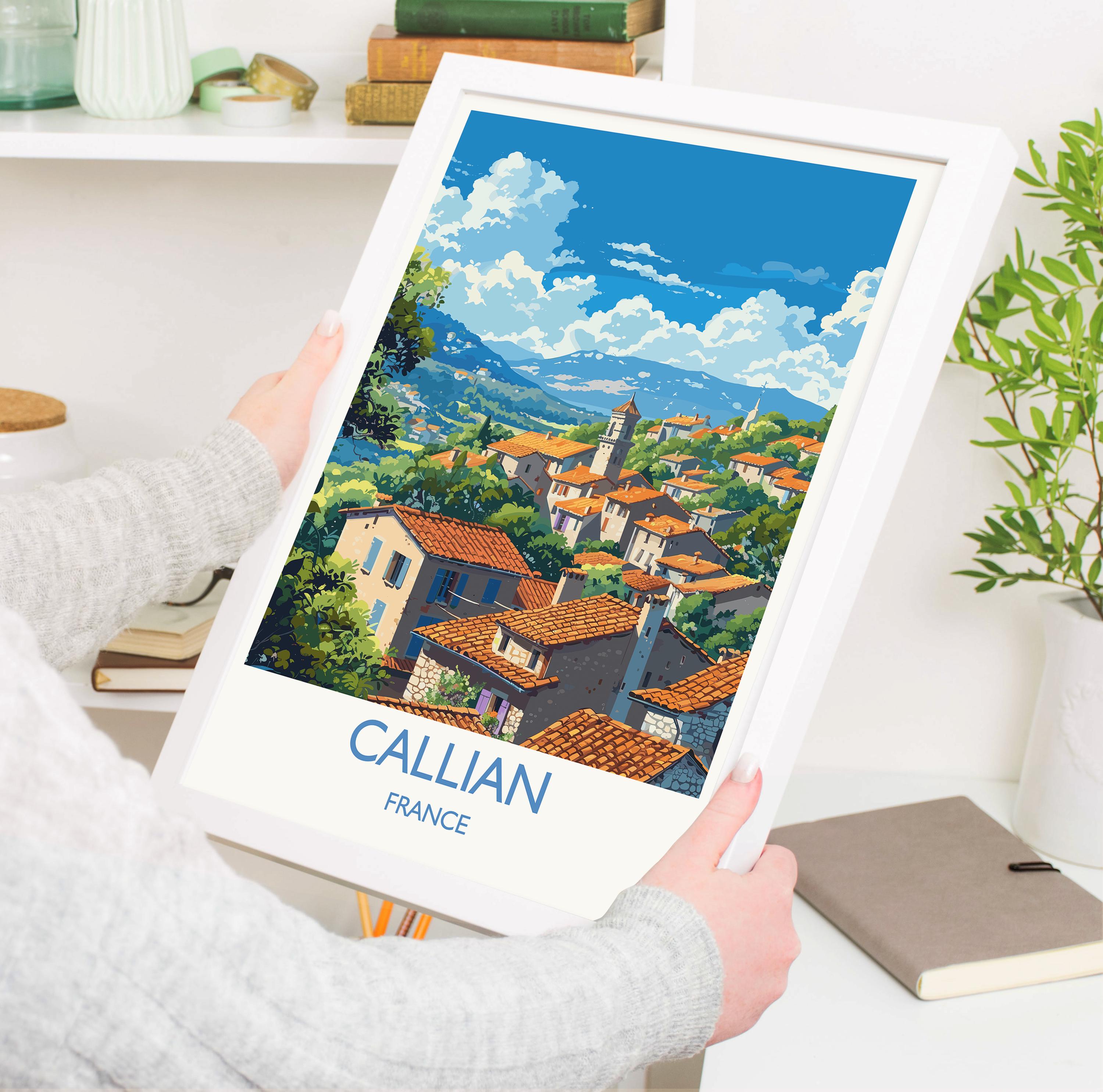 Callian Travel Poster Wall Art, Travel Print of Callian, Cote D'Azur Art Lovers Gift, South of France, French Coast Art Gift NQ Media Designs