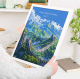 Great Wall of China Travel Poster, Travel Print of Great Wall of China, The Great Wall Art lovers Gift, China Wall Art Gift NQ Media Designs