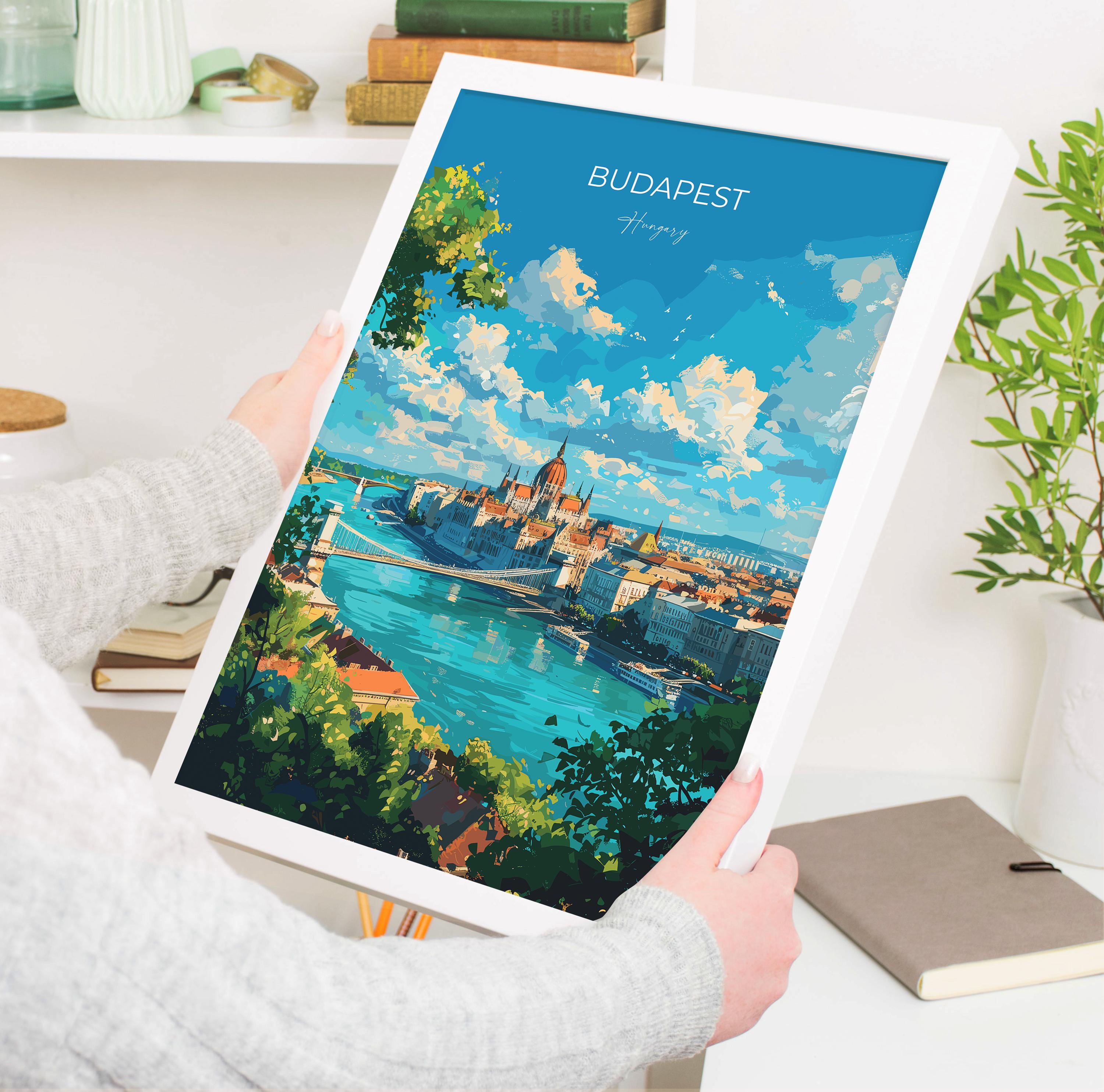 Budapest Travel Poster Wall Art, Travel Print of Budapest, Budapest Art Lovers Gift, Hungary Art Gift NQ Media Designs