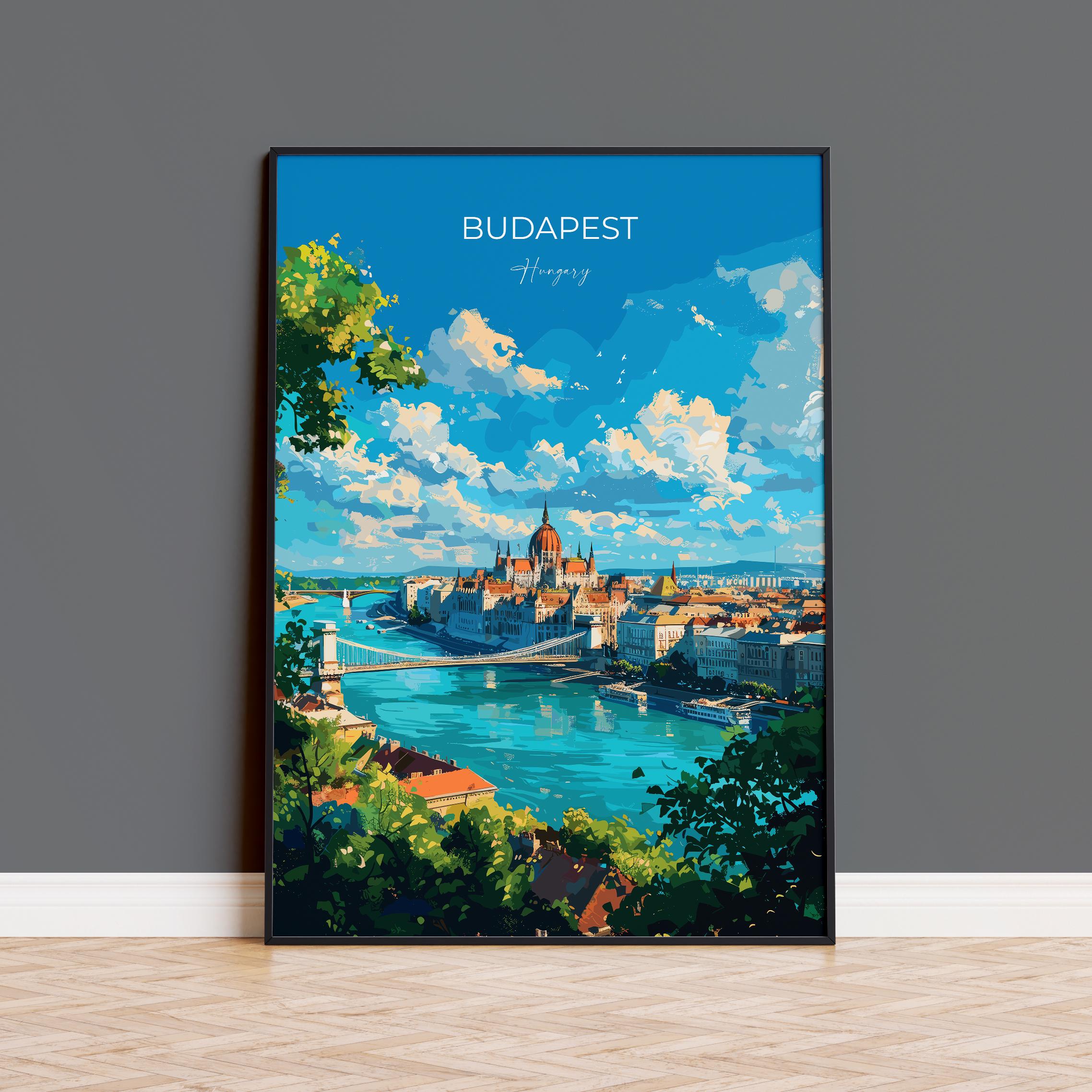 Budapest Travel Poster Wall Art, Travel Print of Budapest, Budapest Art Lovers Gift, Hungary Art Gift NQ Media Designs