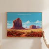 Monument Valley Travel Poster Wall Art, Landscape Travel Print of Monument Valley, National Park Art, Arizona USA, Travel Wall Art Gift