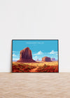 Monument Valley Travel Poster Wall Art, Landscape Travel Print of Monument Valley, National Park Art, Arizona USA, Travel Wall Art Gift