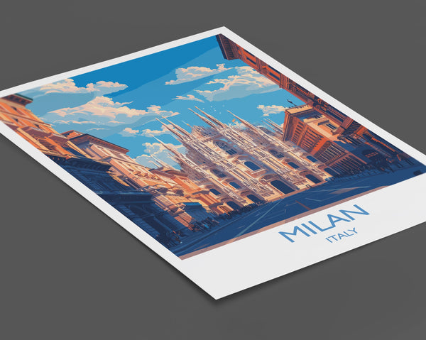 Milan Travel Poster Wall Art, Travel Print of Milan, Milan Art Lovers Gift, Italy, Italian City Art Gift