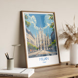 Milan Travel Poster Wall Art, Travel Print of Milan, Milan Art Lovers Gift, Italy, Italian City Art Gift NQ Media Designs