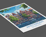 Amsterdam Travel Poster, Travel Print of Amsterdam, Netherlands, Dutch Art Lovers Gift, Wall Art Print NQ Media Designs