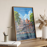 Amsterdam Travel Print, Travel Poster of Amsterdam, Netherlands, Dutch Art Lovers Gift, Wall Art Print NQ Media Designs