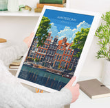 Amsterdam Travel Print, Travel Poster of Amsterdam, Netherlands, Dutch Art Lovers Gift, Wall Art Print NQ Media Designs