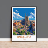 Barcelona Travel Print, Travel Poster of Barcelona, Spain Poster, Barcelona Wall Art Lovers Gift, Spain Art NQ Media Designs
