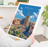 Barcelona Travel Poster, Travel Print of Barcelona, Spain Poster, Barcelona Wall Art Lovers Gift, Spain Art NQ Media Designs