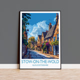 Stow on the Wold Travel Poster, Travel Print of Stow on the Wold, Gloucestershire Cotswolds Gift, England, Stow on the Wold Art Lovers Gift NQ Media Designs