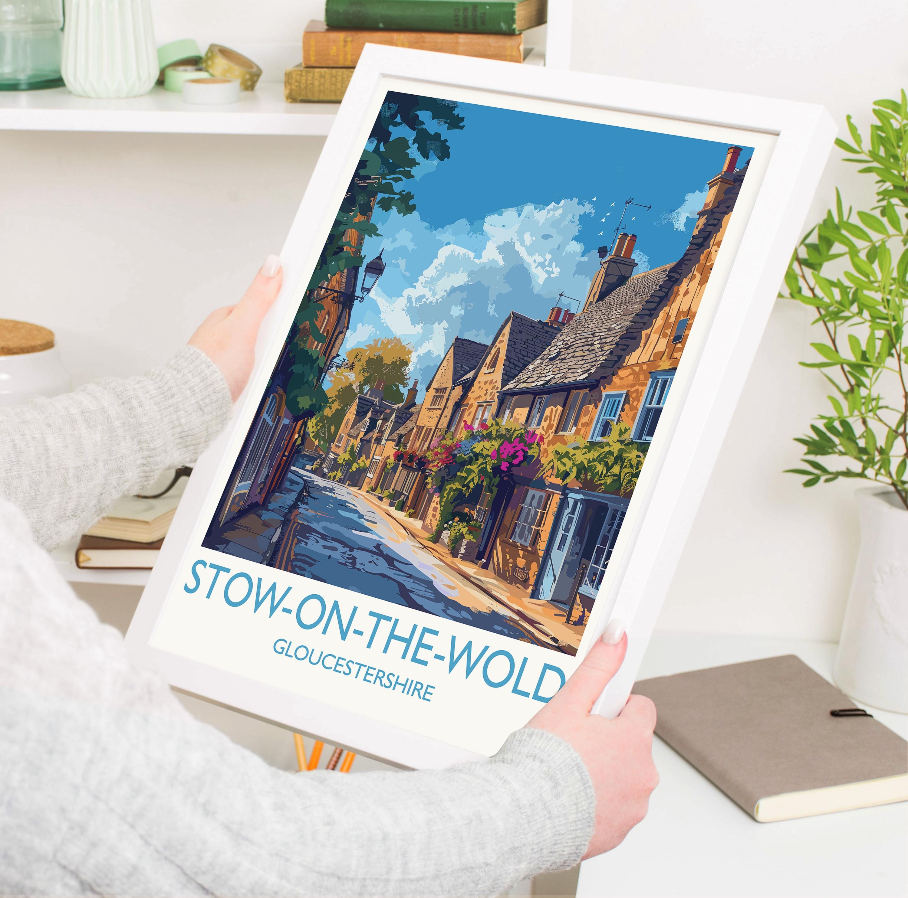 Stow on the Wold Travel Poster, Travel Print of Stow on the Wold, Gloucestershire Cotswolds Gift, England, Stow on the Wold Art Lovers Gift NQ Media Designs