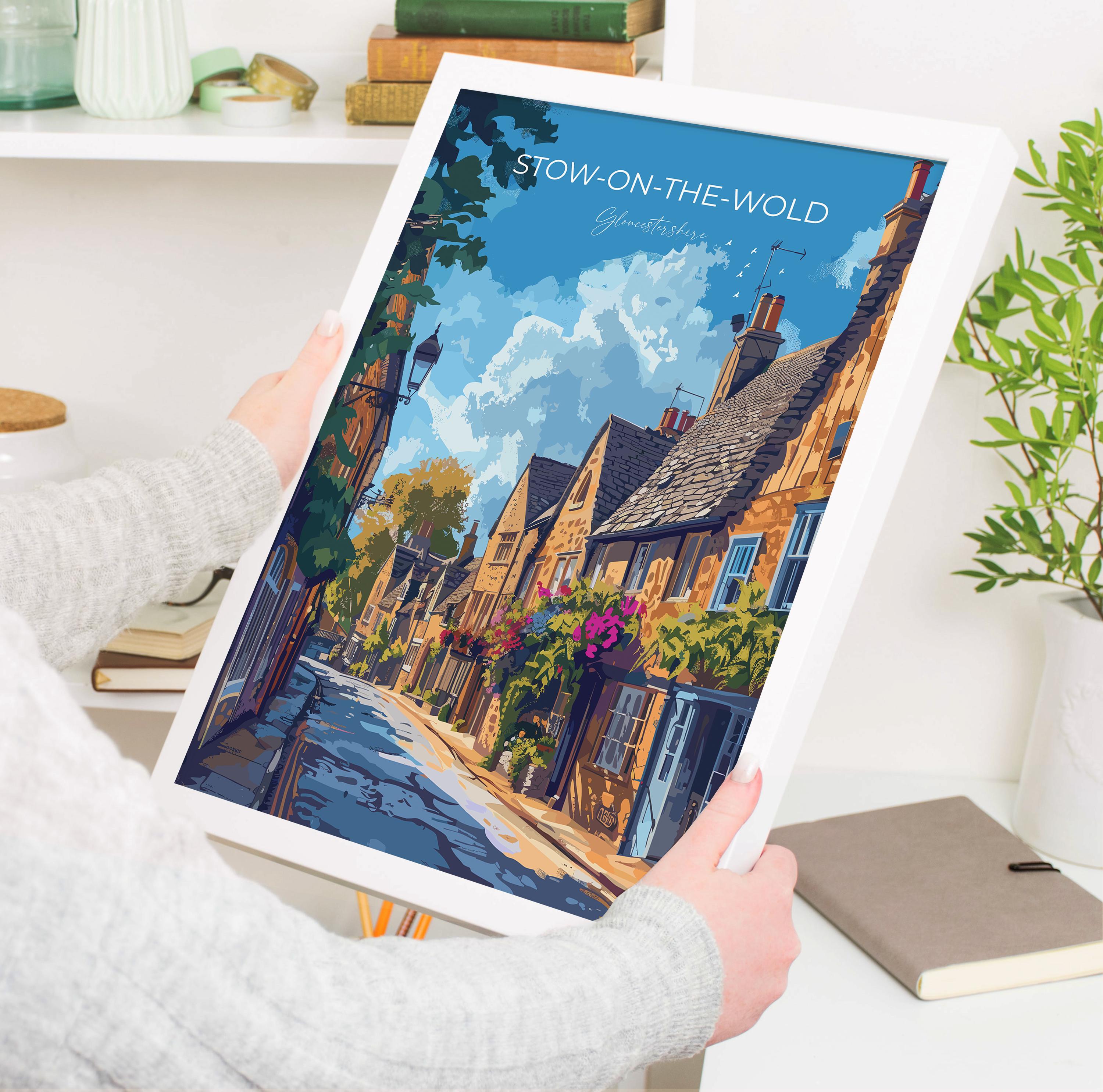 Stow on the Wold Travel Print Wall Art, Travel Poster of Stow on the Wold, England, Cotswolds Art Gift, England Gift Art NQ Media Designs
