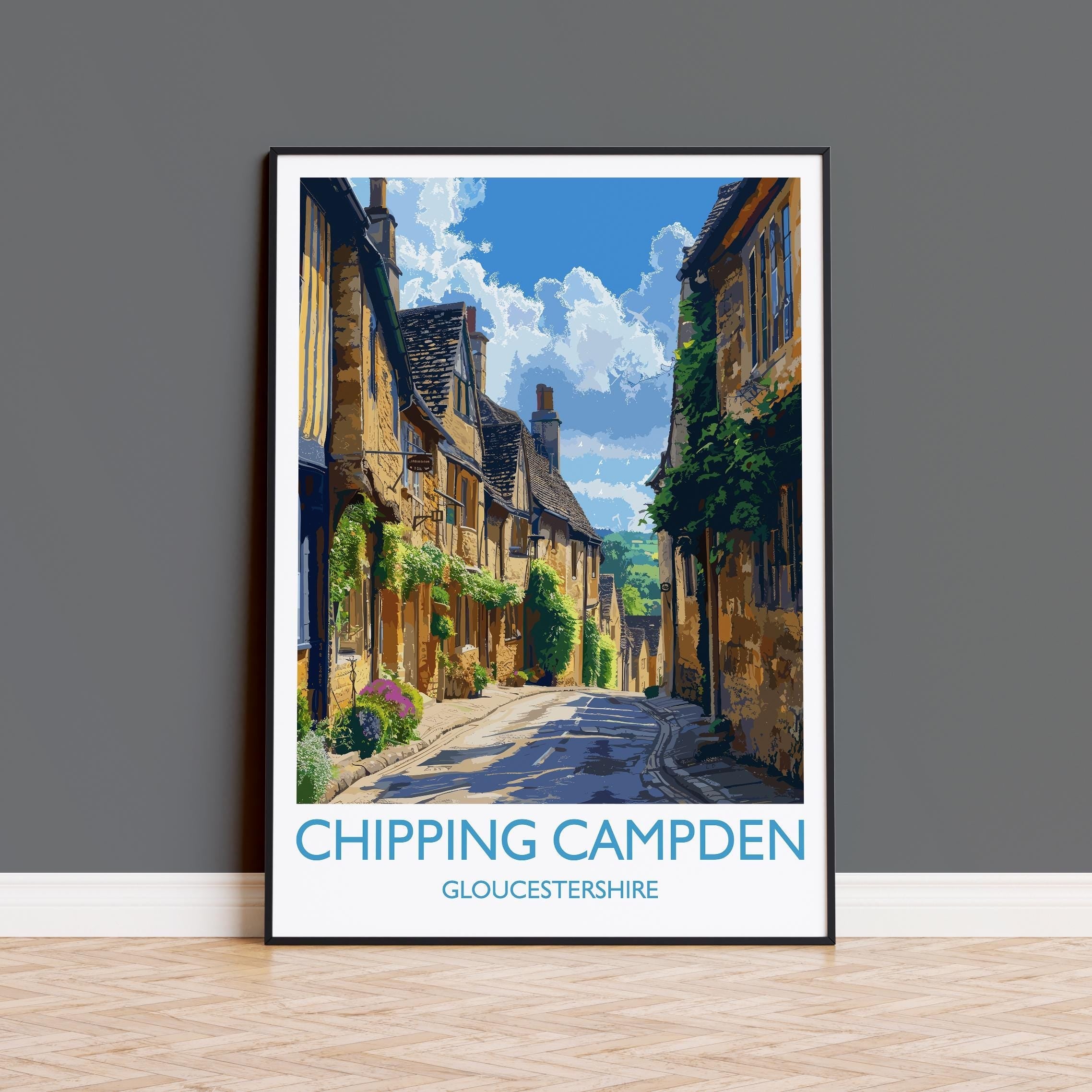 Chipping Campden Travel Poster, Travel Print of Chipping Campden, Gloucestershire Cotswolds Gift, England, Chipping Campden Art Lovers Gift NQ Media Designs
