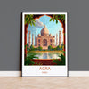 Agra Travel Print, Travel Poster of Agra, Taj Mahal Art Lovers Gift, Uttar Pradesh, India Wall Art NQ Media Designs
