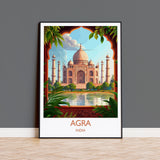 Agra Travel Print, Travel Poster of Agra, Taj Mahal Art Lovers Gift, Uttar Pradesh, India Wall Art NQ Media Designs