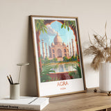 Agra Travel Print, Travel Poster of Agra, Taj Mahal Art Lovers Gift, Uttar Pradesh, India Wall Art NQ Media Designs