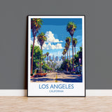 Los Angeles Travel Print, Travel Poster of Los Angeles, California, Los Angeles Art Lovers Gift, USA Gift, Wall Art Print NQ Media Designs
