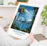 Auckland Travel Print, Travel Poster of Auckland, New Zealand Art Lovers Gift, Auckland Wall Art NQ Media Designs