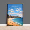 Manly Beach Print, Travel Poster of Manly Beach, Sydney, New South Wales, Australia, Travel Gift NQ Media Designs