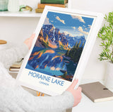 Moraine Lake Travel Print, Travel Poster of Lake Moraine, Canada Alberta Gift, Vancouver Art Lovers Gift, Canada Gift Art, Wall Art Print NQ Media Designs