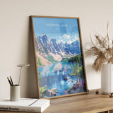 Moraine Lake Travel Poster, Travel Print of Lake Moraine, Canada Alberta Gift, Vancouver Art Lovers Gift, Canada Gift Art, Wall Art Print NQ Media Designs