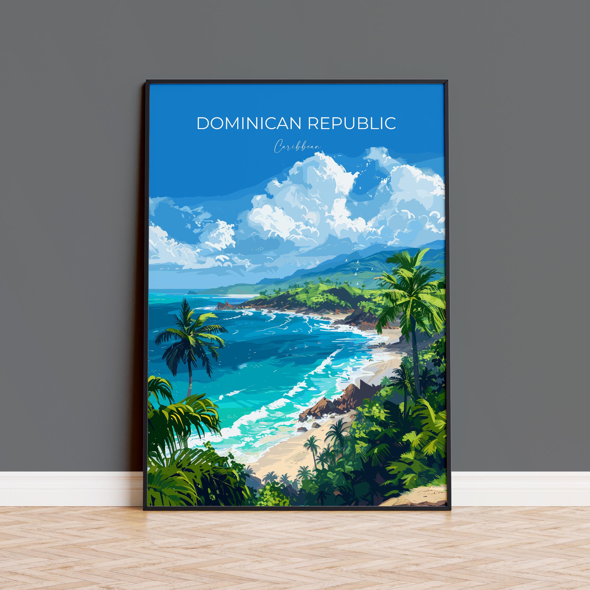 Dominican Republic Travel Poster, Travel Print of Dominican Republic, Dominican Republic Art Lovers Gift, Caribbean Gift, Wall Art Print NQ Media Designs