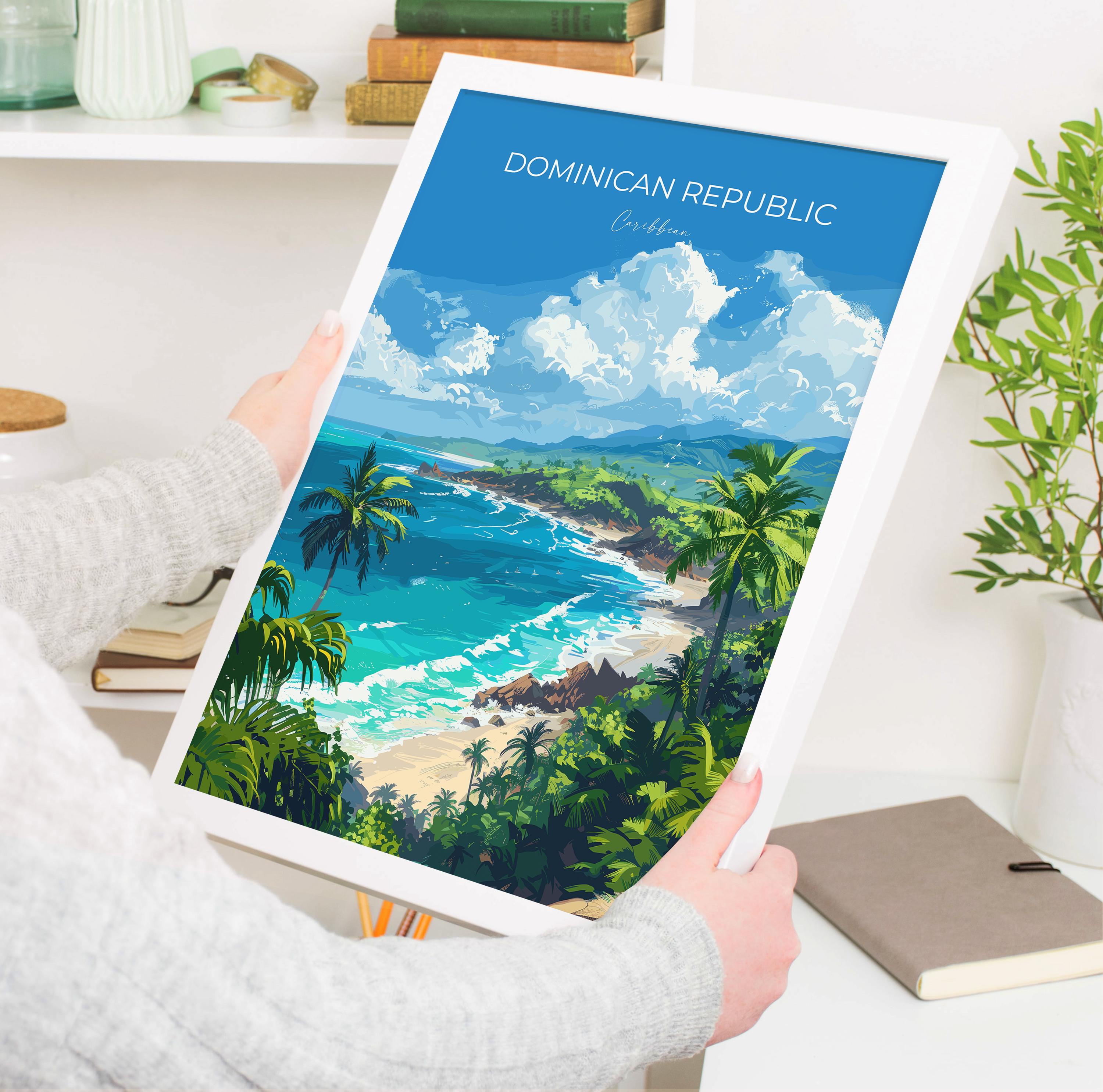 Dominican Republic Travel Poster, Travel Print of Dominican Republic, Dominican Republic Art Lovers Gift, Caribbean Gift, Wall Art Print NQ Media Designs