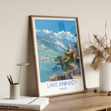 Lake Annecy Travel Poster Wall Art, Travel Print of Lake Annecy, Lake Annecy Art Lovers Gift, France, French Lakes Art Gift NQ Media Designs