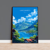 Lake Annecy Travel Print Wall Art, Travel Poster of Lake Annecy, Lake Annecy Art Lovers Gift, France, French Lakes Art Gift NQ Media Designs
