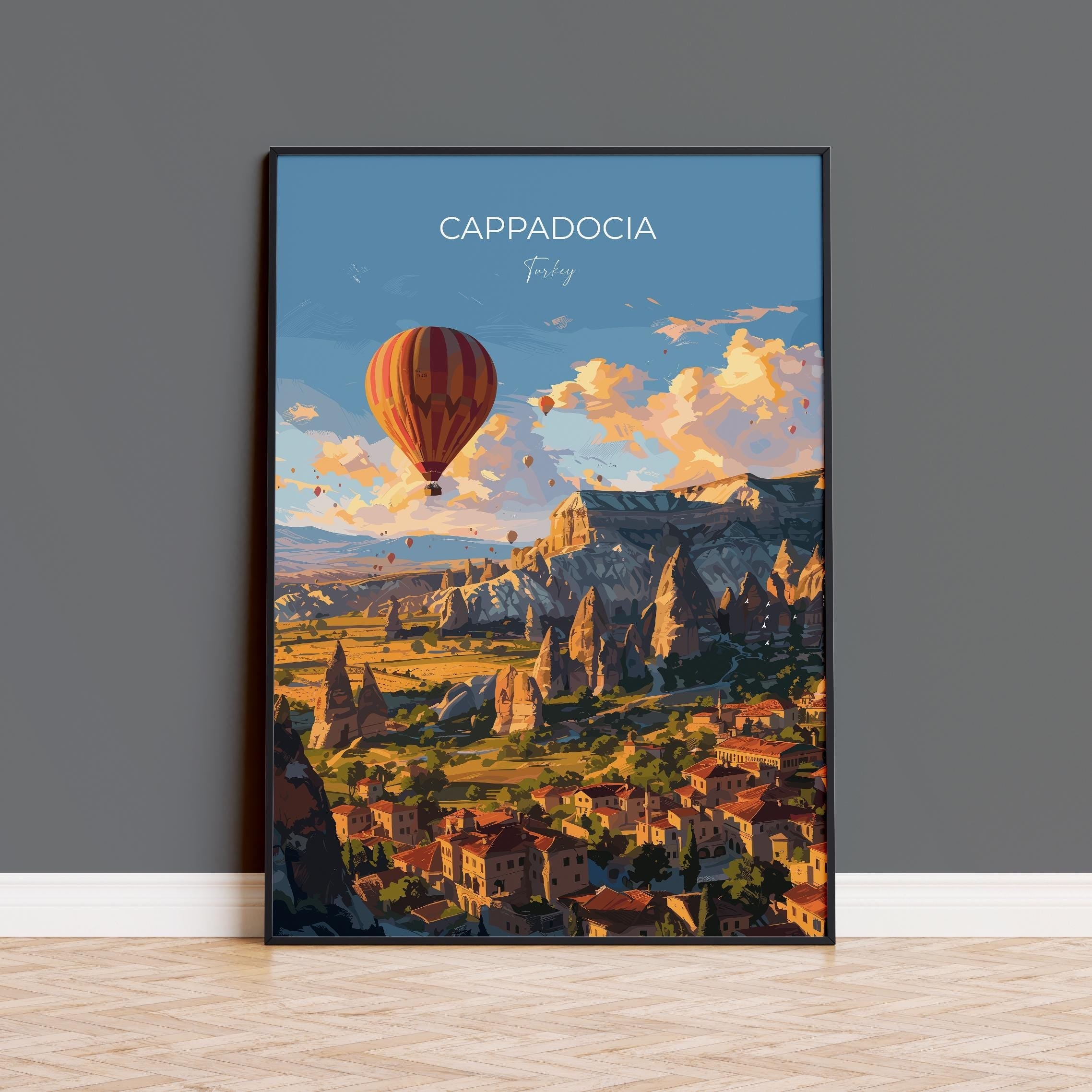 Cappadocia Travel Poster Wall Art, Travel Print of Cappadocia, Turkey Wall Art, Cappadocia Art Lovers Gift, Wall Art Print NQ Media Designs