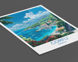 Corfu Travel Print, Travel Poster of Corfu, Greece Gift, Greek Islands Art Lovers Gift, Corfu Gift Art, Wall Art Print NQ Media Designs