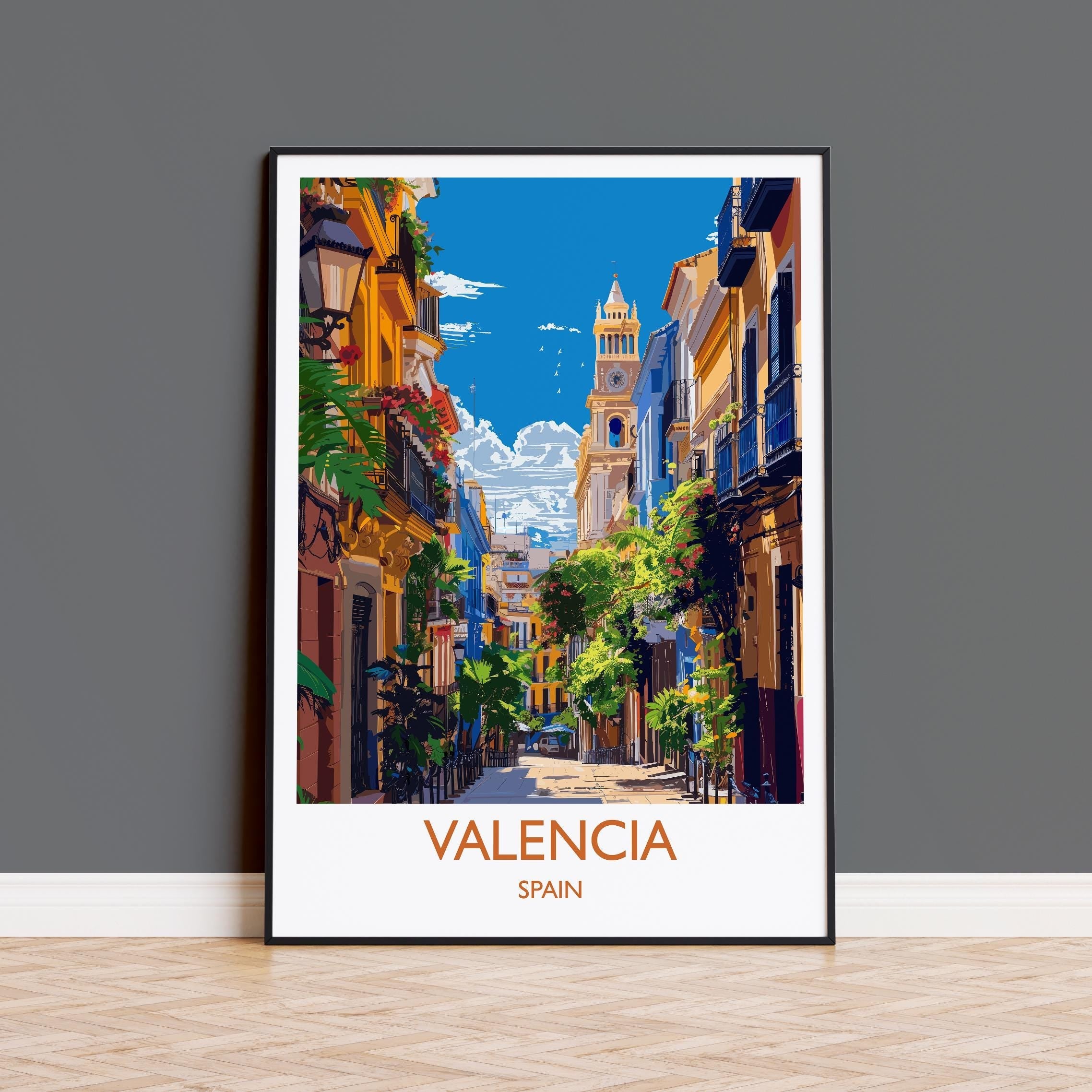 Valencia Travel Print, Travel Poster of Valencia, Spain Poster, Valencia Wall Art Lovers Gift, Spain Art NQ Media Designs