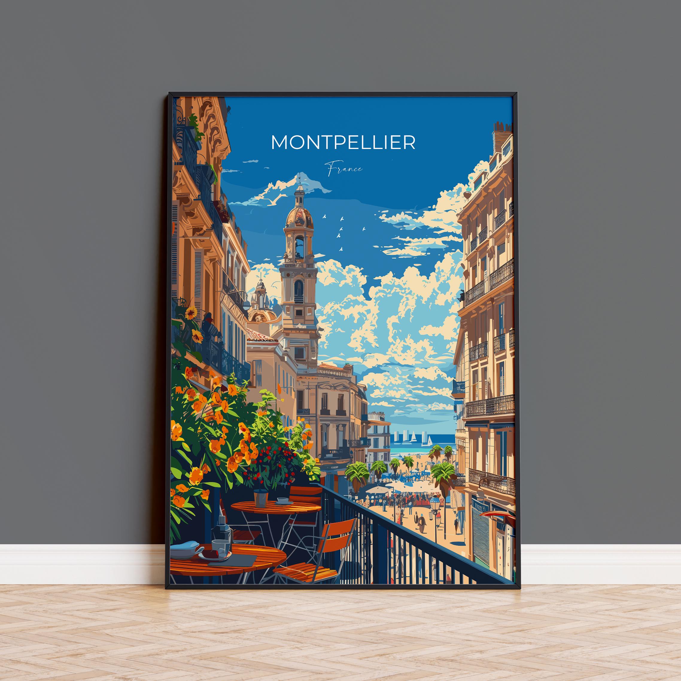 Montpellier Travel Print Wall Art, Travel Poster of Montpellier, Montpellier Art Lovers Gift, South of France, French Coast Art Gift NQ Media Designs