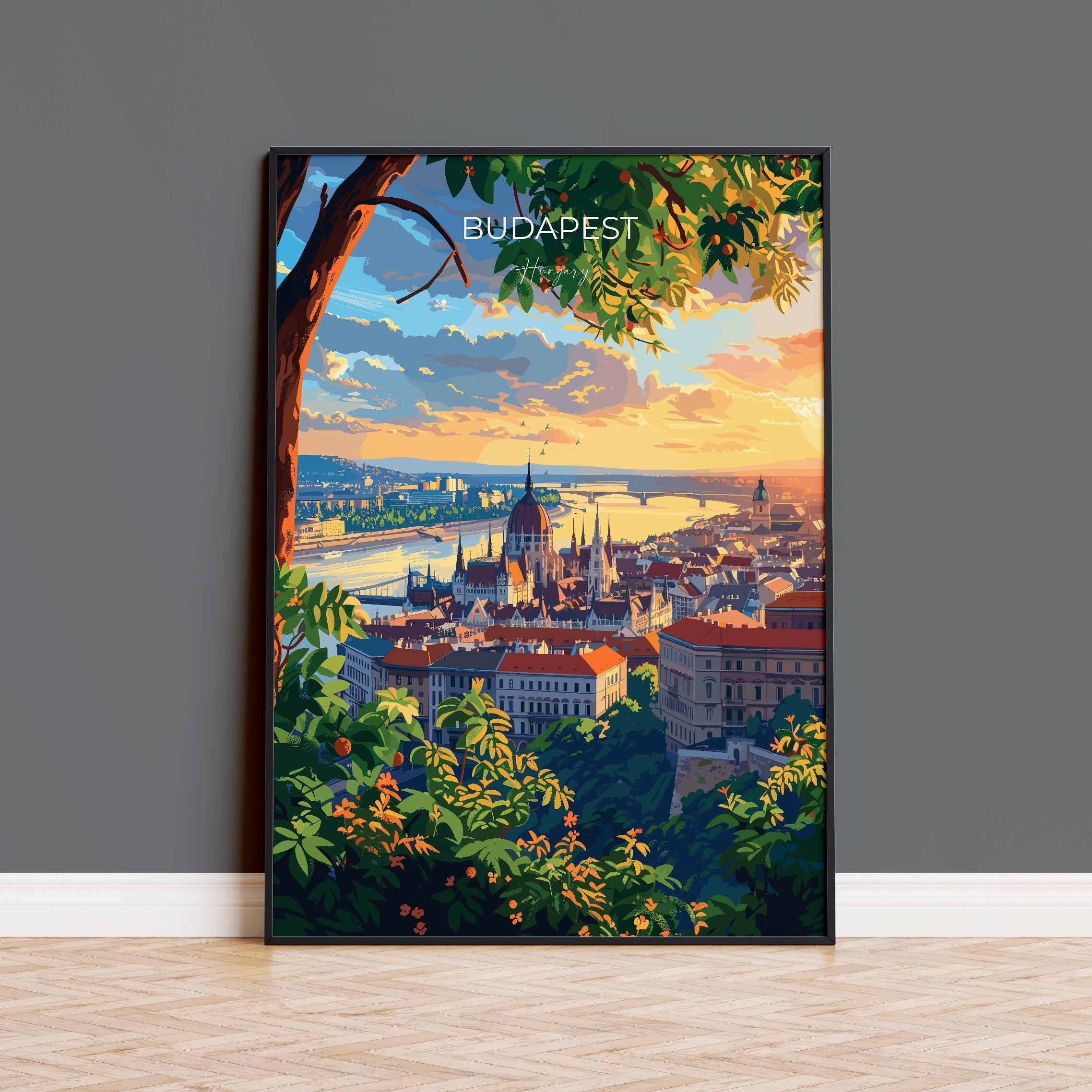 Budapest Travel Poster Wall Art, Travel Print of Budapest, Budapest Art Lovers Gift, Hungary Art Gift NQ Media Designs