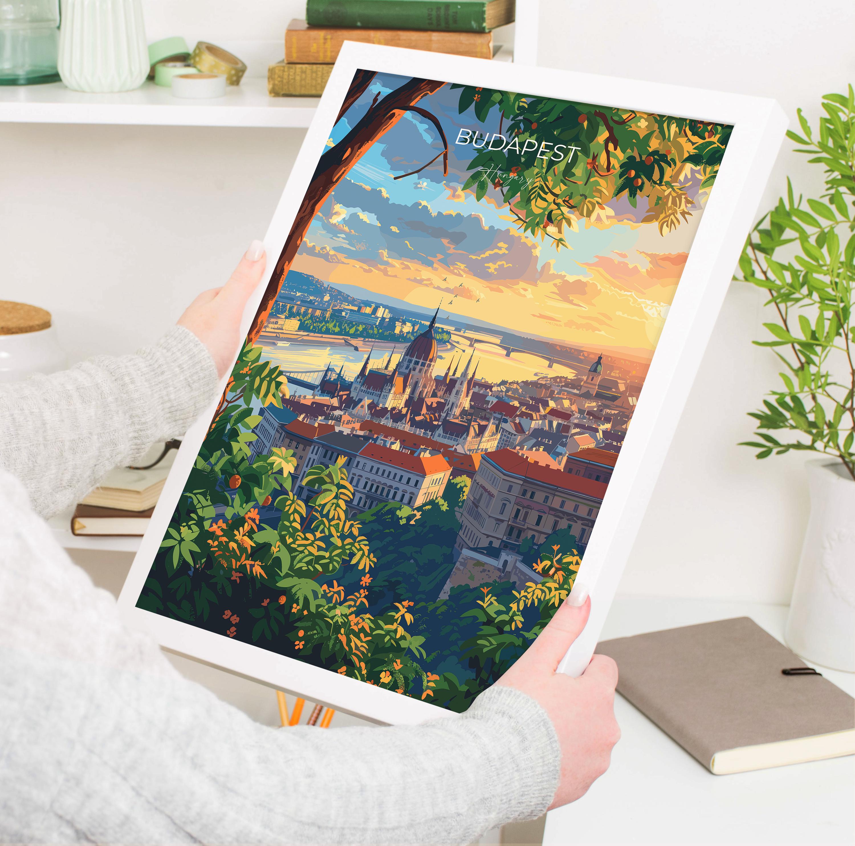 Budapest Travel Poster Wall Art, Travel Print of Budapest, Budapest Art Lovers Gift, Hungary Art Gift NQ Media Designs