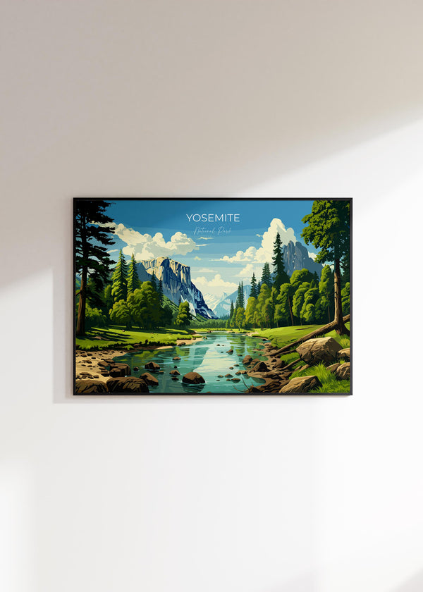 Yosemite Travel Poster Wall Art, Landscape Travel Print of Yosemite, National Park Art, Yosemite Gift, Colorado, USA, Travel Wall Art Gift