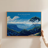 Blue Mountains Travel Poster Wall Art Landscape, Travel Print of Blue Mountains , Sydney Art Lovers Gift,Australia Landscape Art Gift NQ Media Designs