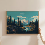 Banff Travel Poster Wall Art, Landscape Travel Print of Banff, National Park Art, Banff Gift, Canada, Travel Wall Art Gift NQ Media Designs