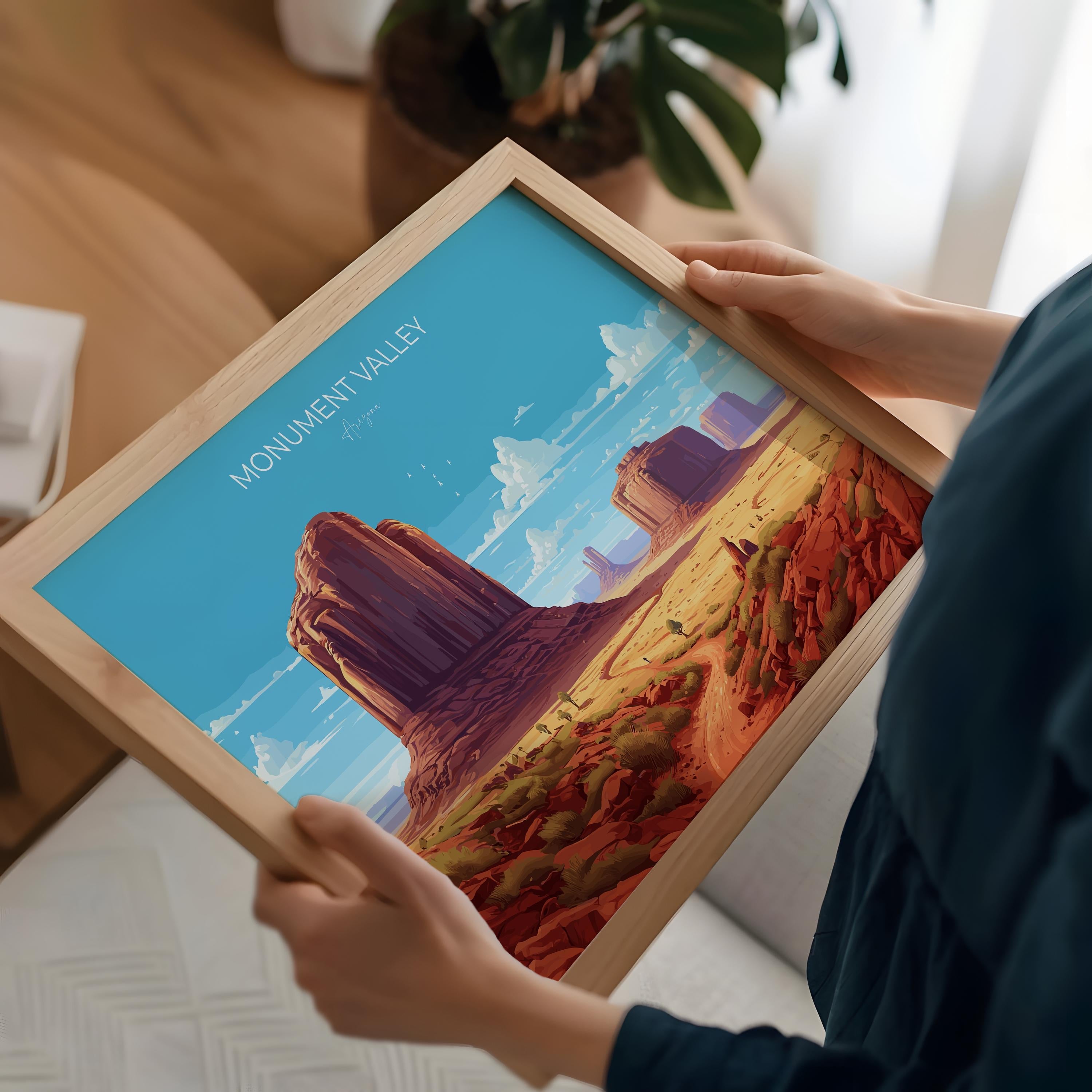 Monument Valley Travel Poster Wall Art, Landscape Travel Print of Monument Valley, National Park Art, Arizona USA, Travel Wall Art Gift NQ Media Designs