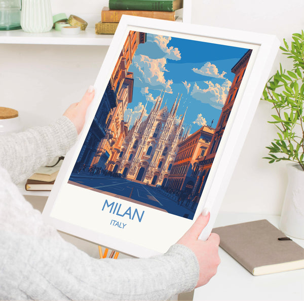Milan Travel Poster Wall Art, Travel Print of Milan, Milan Art Lovers Gift, Italy, Italian City Art Gift