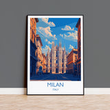 Milan Travel Poster Wall Art, Travel Print of Milan, Milan Art Lovers Gift, Italy, Italian City Art Gift NQ Media Designs